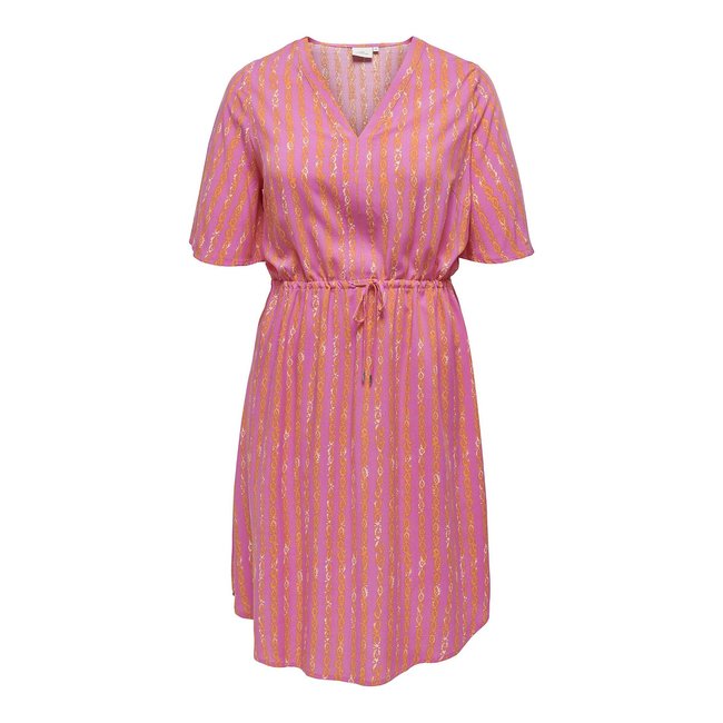 Vestido estampado, para anudar rosa/naranja <span itemprop=