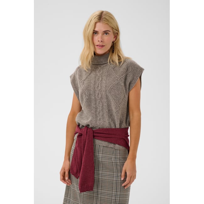 Pullover tricoté marron falcon melange <span itemprop=