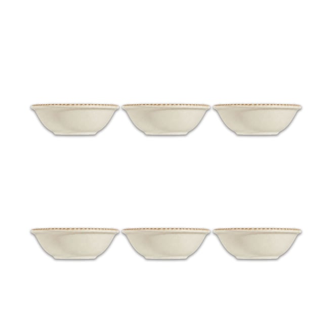 Lot de 6 bols 16cm en porcelaine, LUNEA Couleur beige <span itemprop=