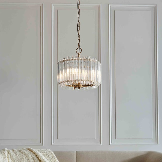 Valencia 3-Light Glass Pendant Light, brass, ÉDITÉ