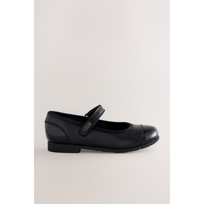 Babies d'école en cuir noir mat <span itemprop=