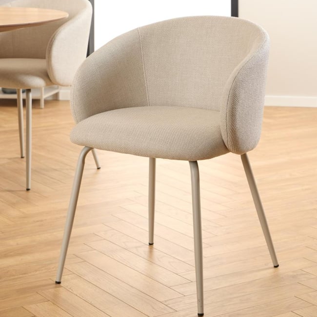Chaises de salle à manger en tissu beige (lot de 2) - BLAIR Couleur beige <span itemprop=