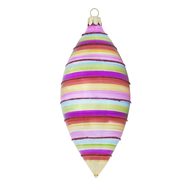 Boule de noël décorative allongée paillettes H16 Couleur fuchsia <span itemprop=