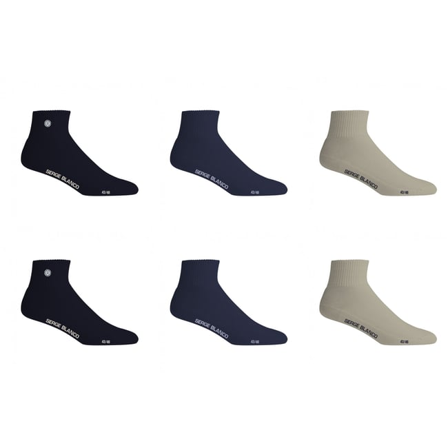 Lot De 6 Chaussettes Mi-haute noir/bleu/beige <span itemprop=