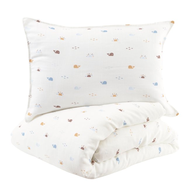 Parure de couette bébé gaze de coton bio MALO ecru <span itemprop=