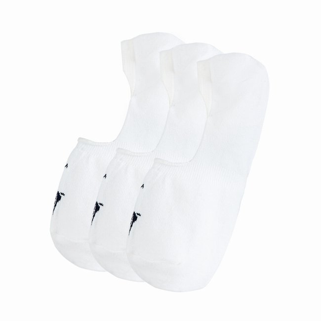 Pack of 3 Pairs of Invisible Trainer Cotton Mix Socks, white + white + white, POLO RALPH LAUREN