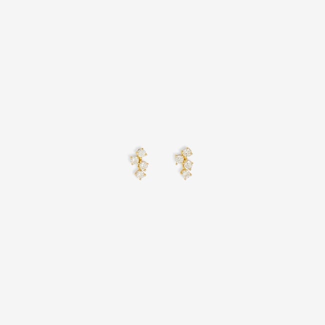 Puces d'oreilles 4 zircon - argent 925 doré doré <span itemprop=