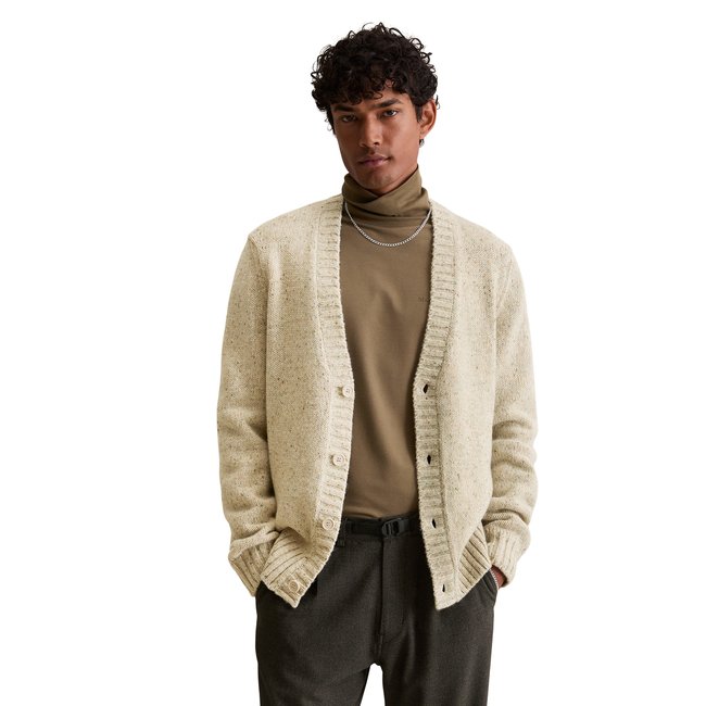 Veste en tricot relaxed en doux mélange de laine vierge beige <span itemprop=