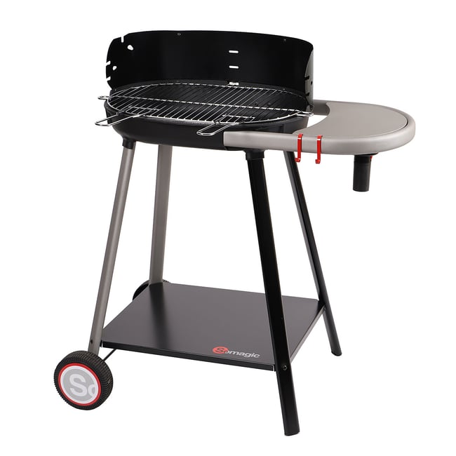 Barbecue à charbon de bois sur chariot noir, noir, noir <span itemprop=
