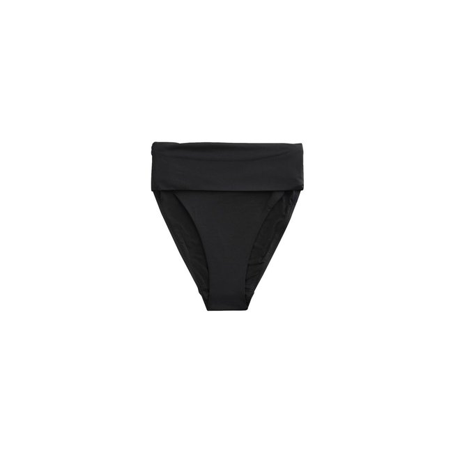 Bas de bikini à haut roulé noir <span itemprop=