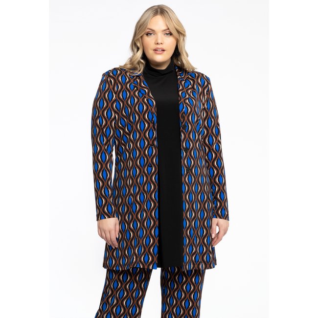 Veste /Blazer imprimé / imprimée marron <span itemprop=