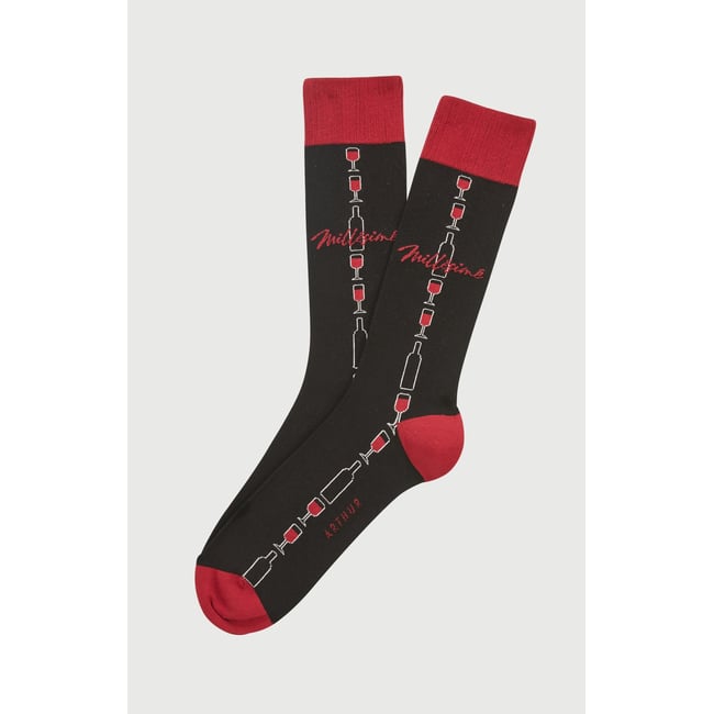 Chaussettes en coton imprimé Millésimé noir <span itemprop=