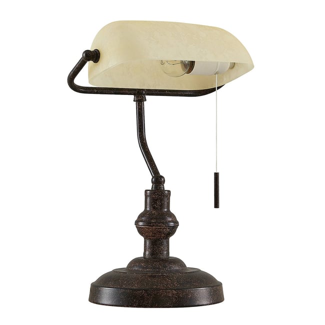 Lampe à poser en métal antique, Profina Couleur brun rouille, ambre <span itemprop=