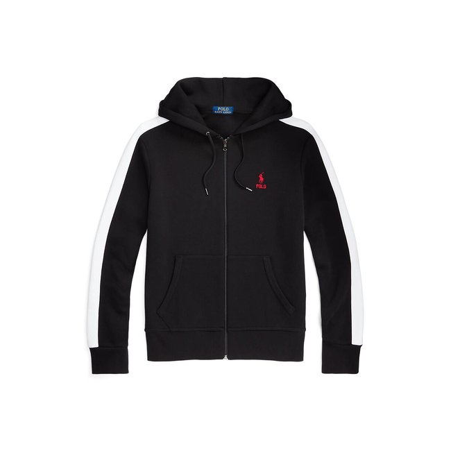 Black zip up hoodie polo hot sale