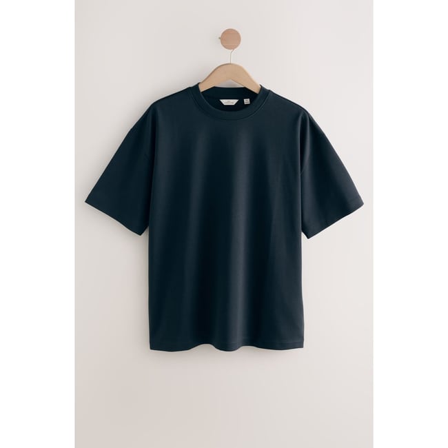T-shirt ras du cou en coton supima épais bleu marine <span itemprop=