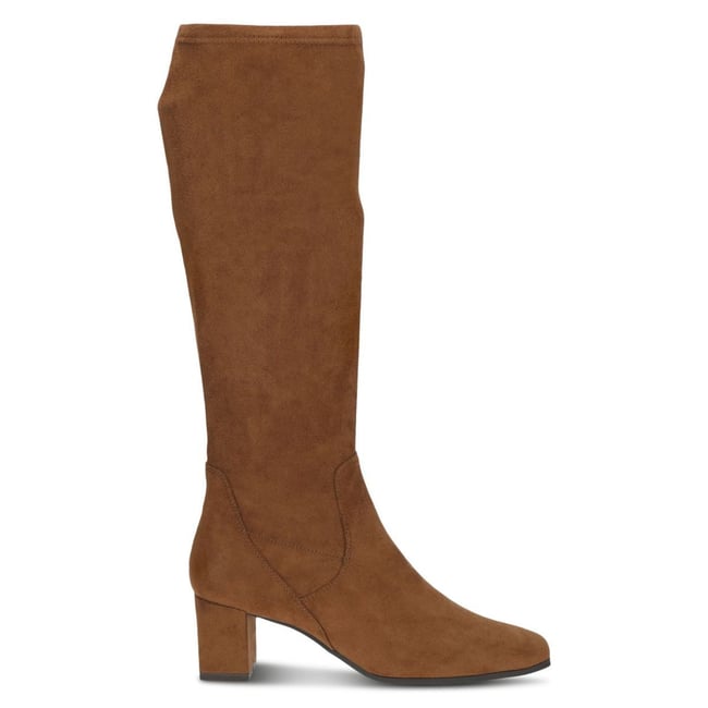Bottes talon bloc marron combiné <span itemprop=