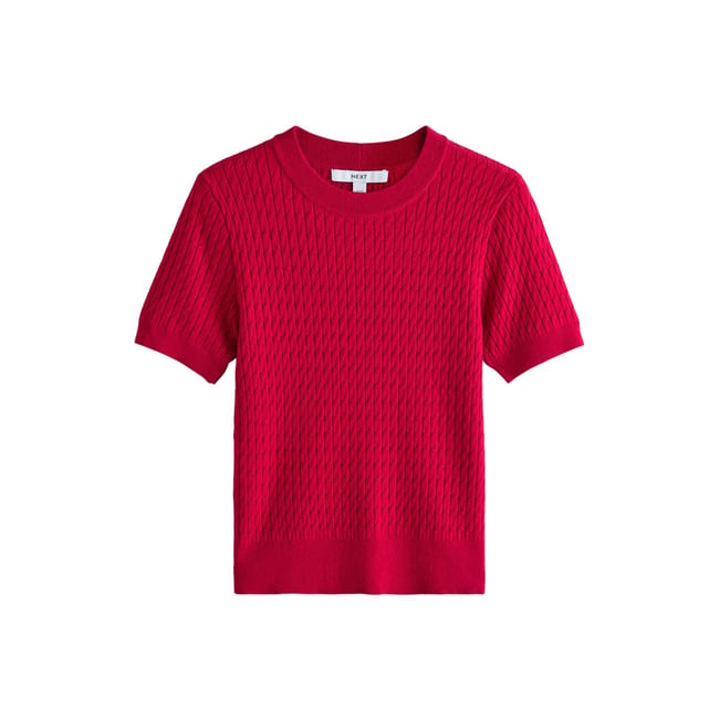 Pull en maille torsadée à manches courtes - NEXT