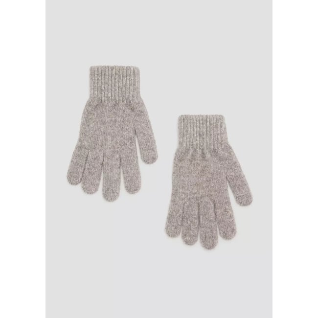Gants en maille côtelée beige <span itemprop=