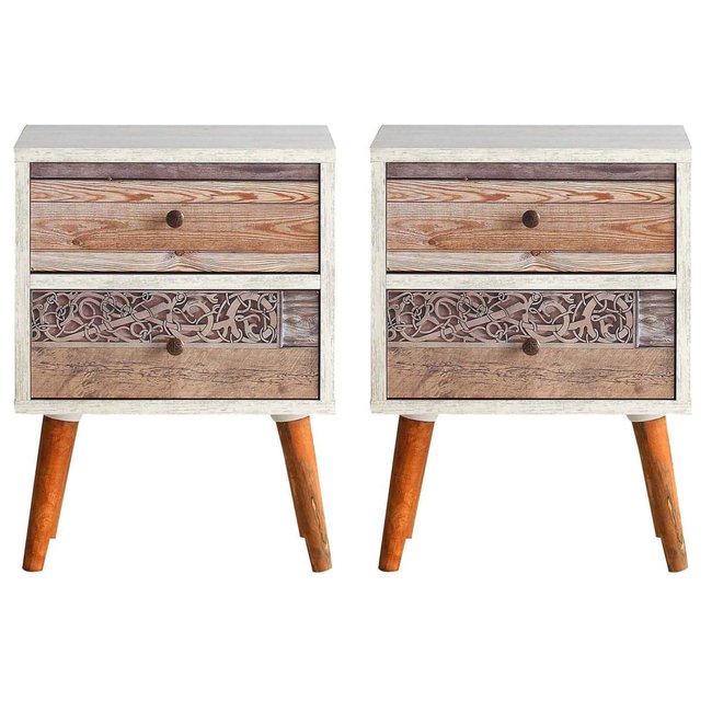 Chevet en aggloméré 2 tiroirs Malmo (Lot de 2) Couleur blanc <span itemprop=