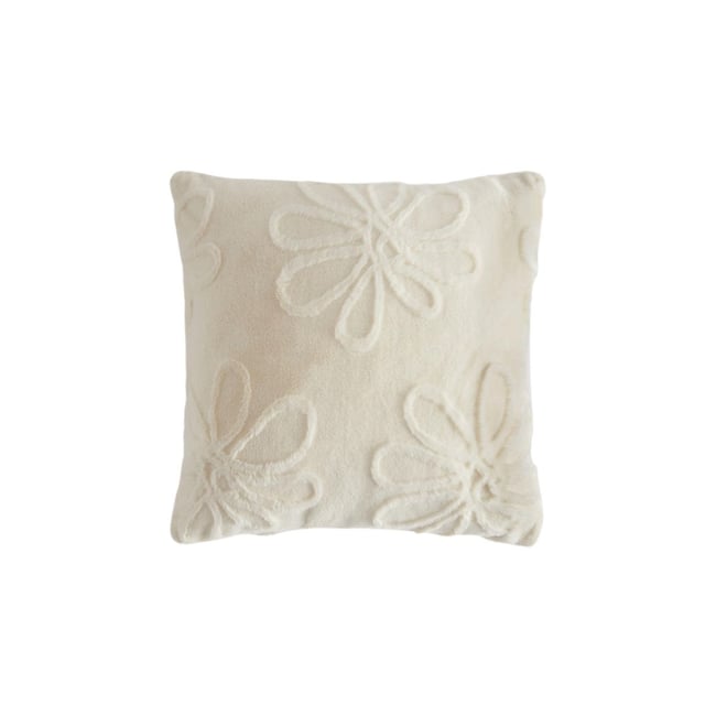 Coussin pâquerette en imitation fourrure coupée crème <span itemprop=