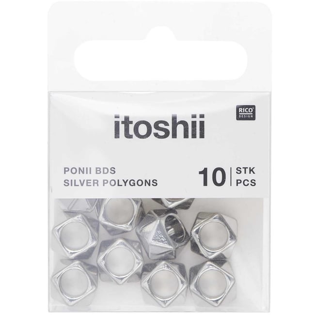 Itoshii pack 10 perles ponii polygone couleur argent - RICO DESIGN