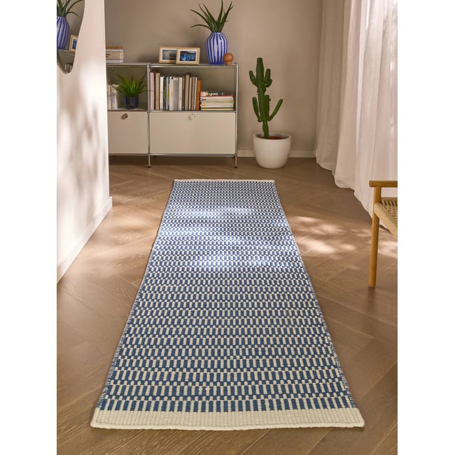 Tapis de couloir en laine LAURA Couleur bleu <span itemprop=