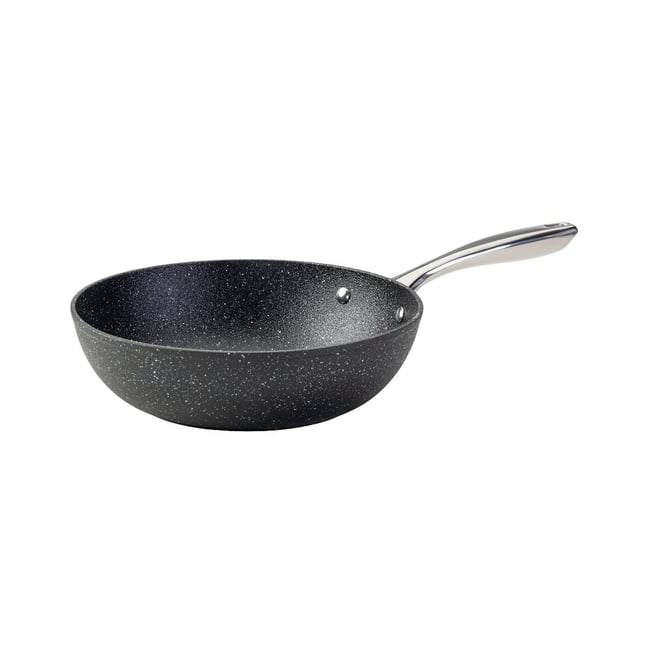 Wok 28 cm fonte aluminium revêtement antiadhésif céramique gris,noir <span itemprop=