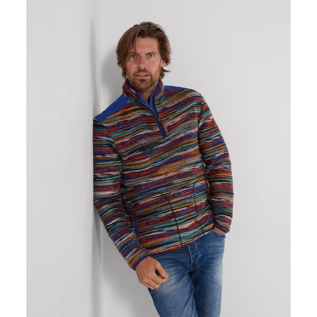 Fabuleux Sweat Col Cheminée à Rayures Flash multicolore <span itemprop=