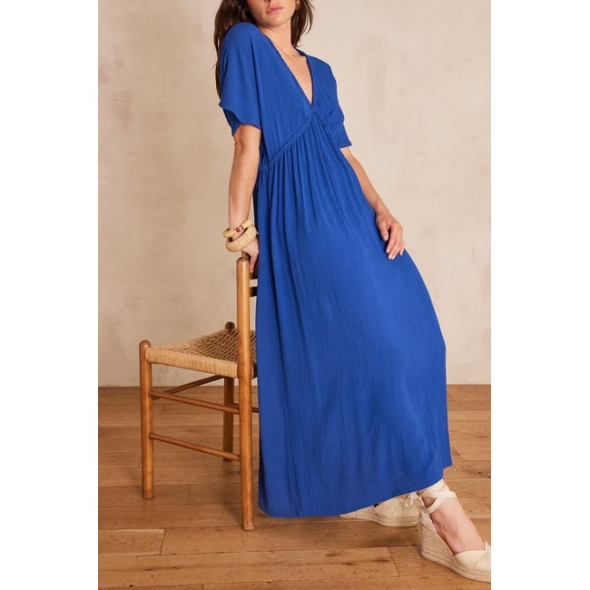 Robe longue REBECCA bleu <span itemprop=