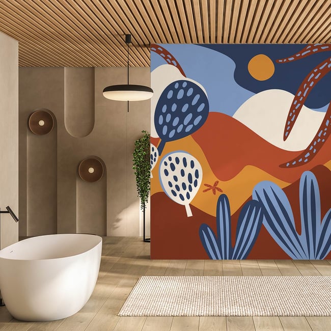 Papier peint panoramique, eté Couleur bleu <span itemprop=