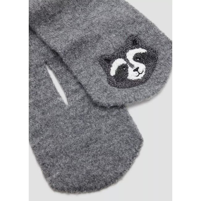Écharpe en maille détail raton laveur gris <span itemprop=