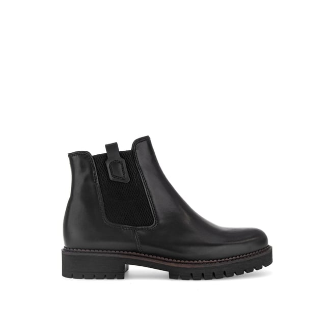 Bottines Chelsea en cuir lisse à talon décroché noir lisse <span itemprop=
