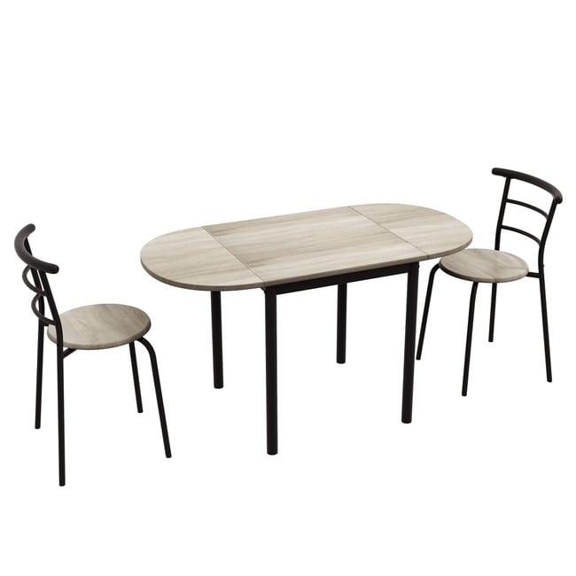 Ensemble de table à manger MDF Chêne Couleur noir et chêne clair <span itemprop=