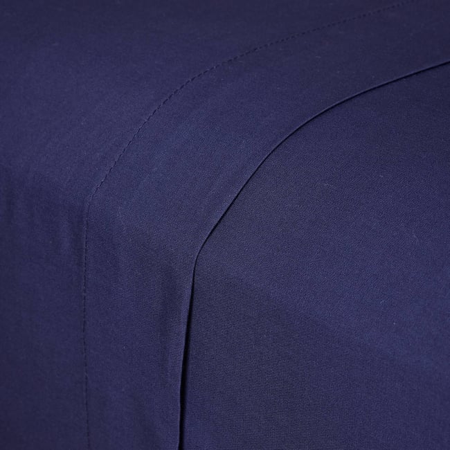Drap plat uni, percale de coton, 100% coton bio GOTS ombre bleue <span itemprop=