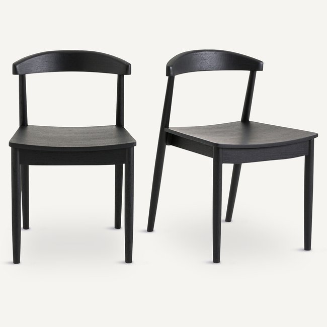 Lot de 2 chaises chêne teinté noir, Galb Couleur chêne teinté noir <span itemprop=