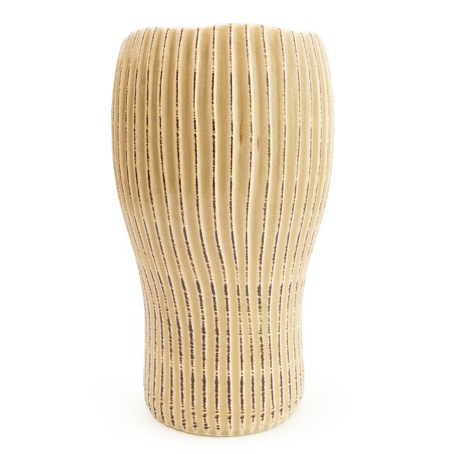 21cm Cream Ridged Tulip Vase, cream, SO'HOME
