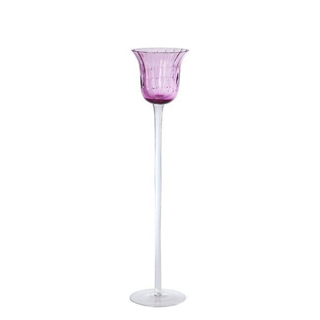 Photophore décoratif en verre soufflé H35 NOËL Couleur mauve <span itemprop=