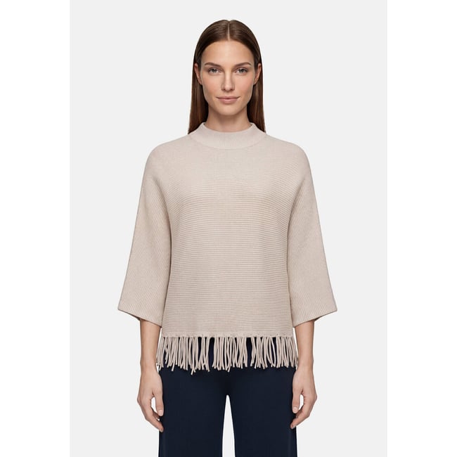 Pull-over en maille à manches chauve-souris light beige melange <span itemprop=