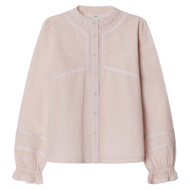 Blouse En Voile Avec Dentelles rose poudré <span itemprop=