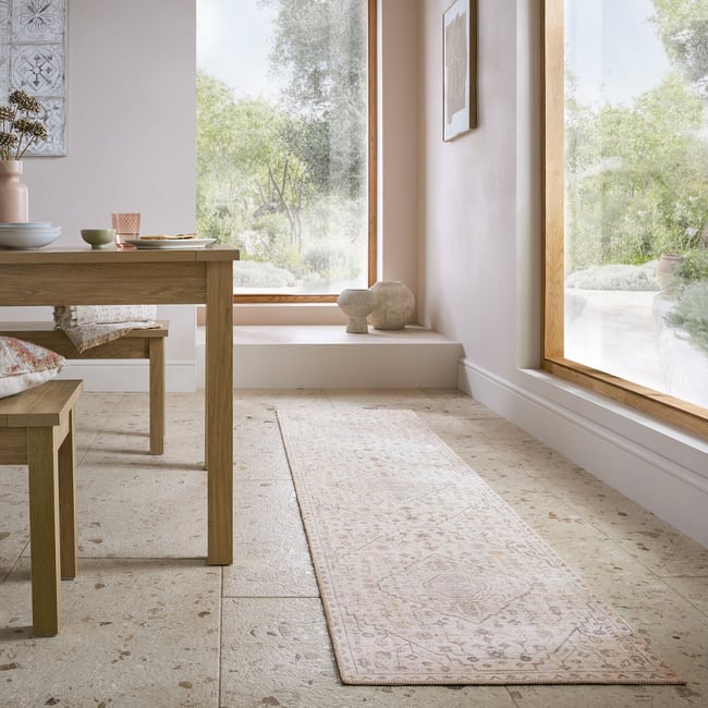 Tapis lavable de couloir  TEO Couleur beige <span itemprop=
