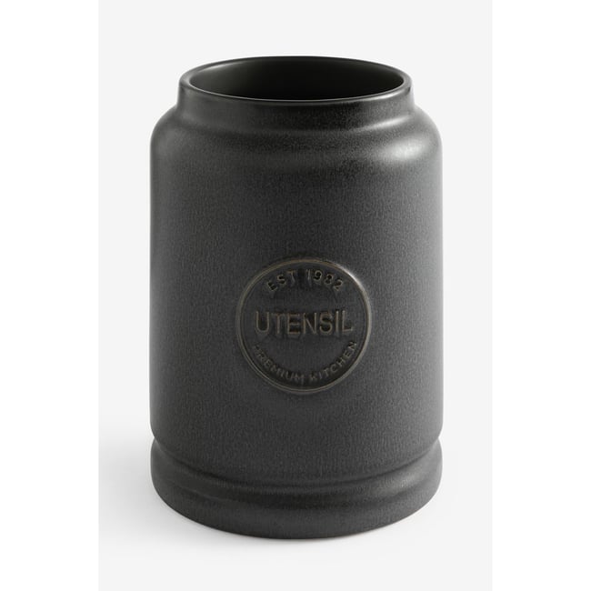 Pot à ustensiles avec badge style rustique Couleur noir <span itemprop=
