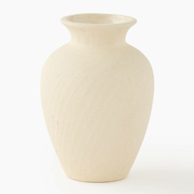 Vase amphore rond, 13xH18cm, en céramique Couleur cremeux <span itemprop=