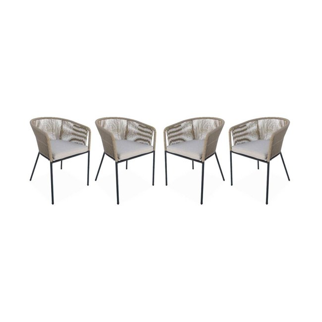Fauteuil de jardin acier galvanisé et cordes (lot de 4) SANTOS - SWEEEK