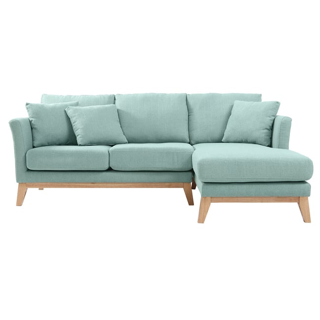 Canapé d'angle droit scandinave déhoussable 4 places en tissu et bois OSLO - MILIBOO