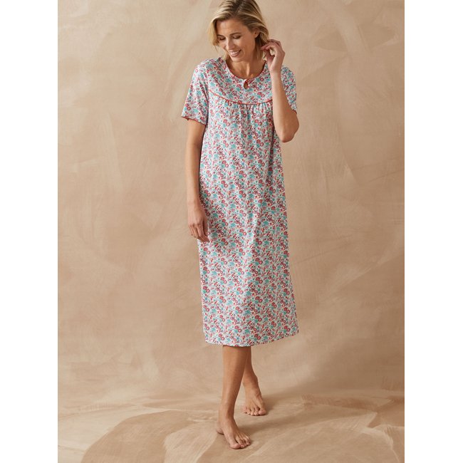 Lot de 2 chemises de nuit longues imp. blanc + imp. bleu <span itemprop=