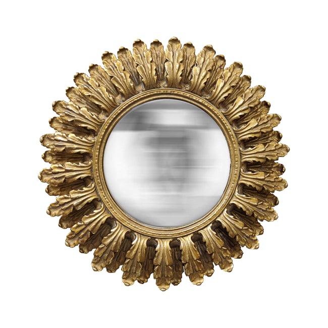Miroir convexe pétales 19.5cm Couleur or <span itemprop=