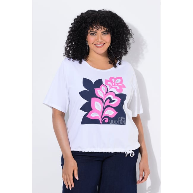T-shirt à motif feuilles de palmier blanc cassé <span itemprop=