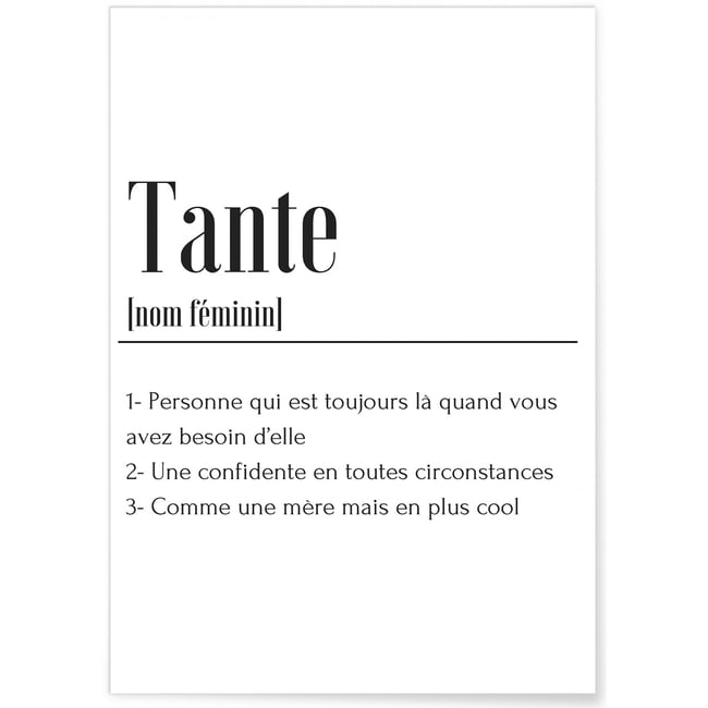 Affiche Définition Tante Couleur blanc <span itemprop=
