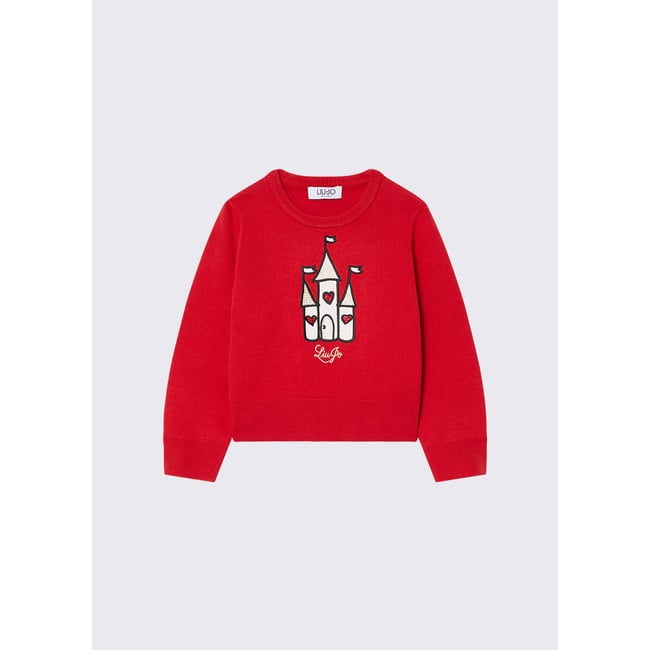Maille jacquard rouge <span itemprop=