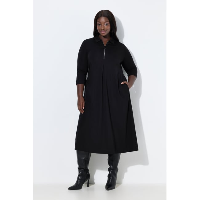 Robe point de Rome à manches 3/4 noir <span itemprop=